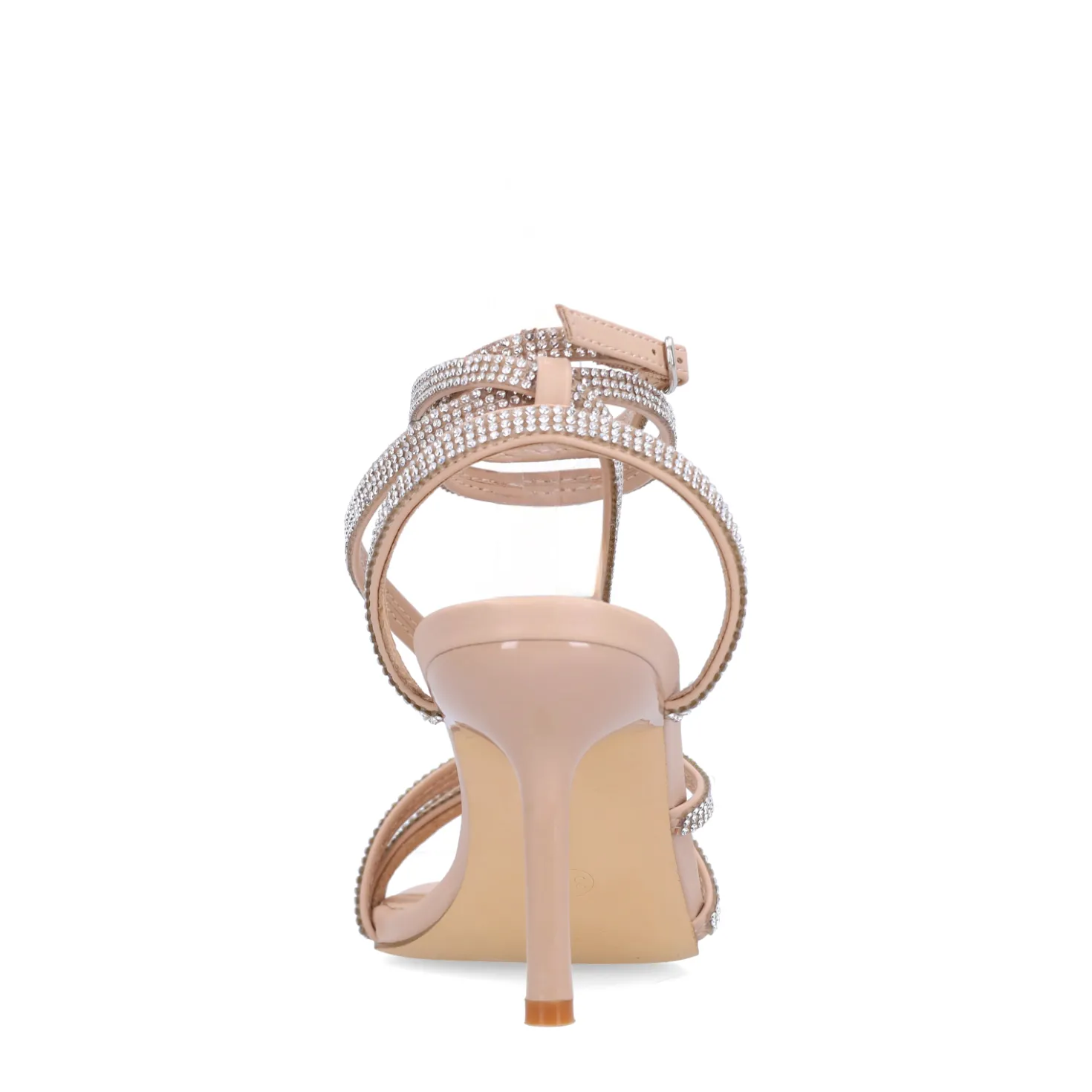 Beige strass sandalen met hak