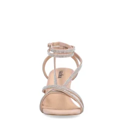 Beige strass sandalen met hak