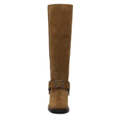 Beige suède biker boots