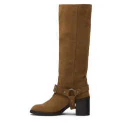 Beige suède biker boots