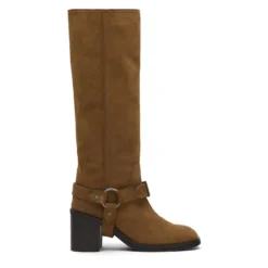 Beige suède biker boots