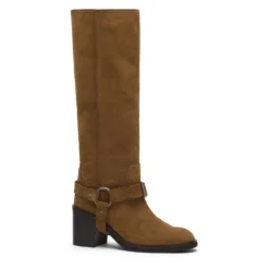 Beige suède biker boots