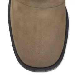 Beige suède biker boots met flap