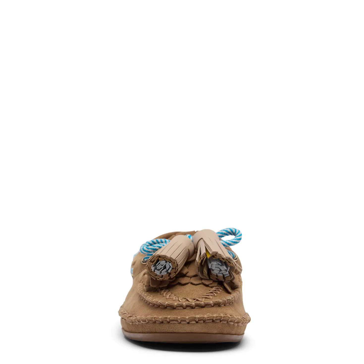 Beige suède bootschoenen met franjes