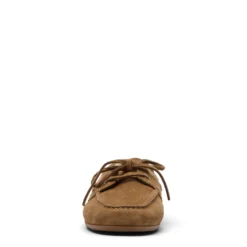Beige suède bootschoenen met imitatiewol