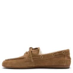 Beige suède bootschoenen met imitatiewol