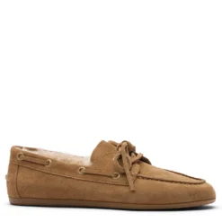 Beige suède bootschoenen met imitatiewol