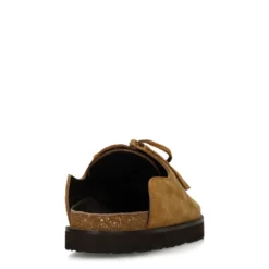 Beige suède clogs met bruine upper