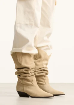 Beige suède cowboylaarzen