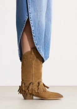 Beige suède cowboylaarzen