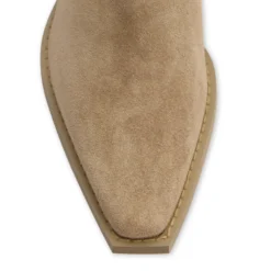 Beige suède cowboylaarzen met stiksels