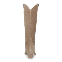 Beige suède cowboylaarzen met stiksels