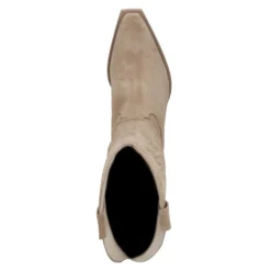Beige suède cowboylaarzen met stiksels