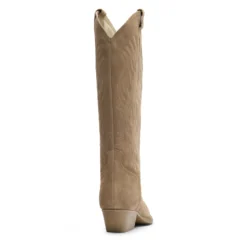 Beige suède cowboylaarzen met stiksels
