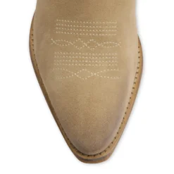 Beige suède cowboylaarzen met sierstiksels
