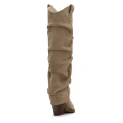 Beige suède cowboylaarzen met flap
