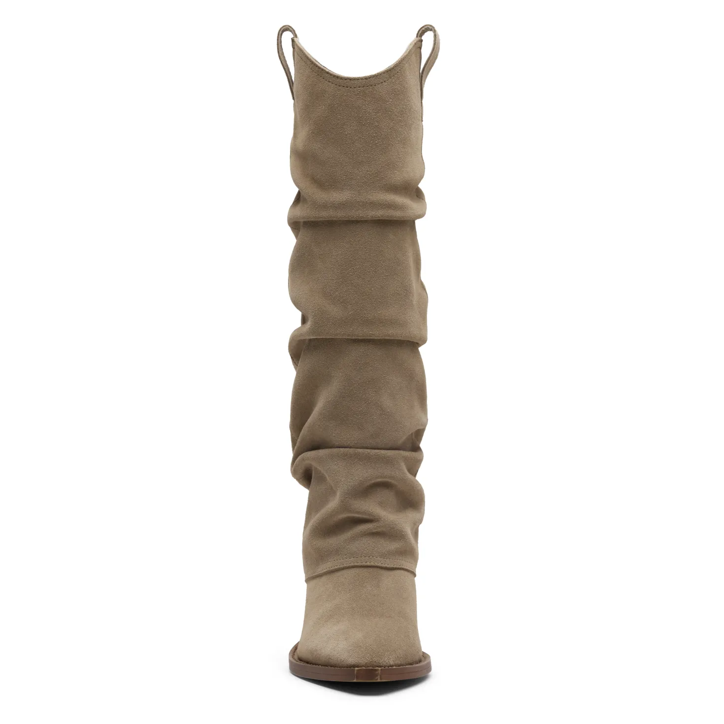 Beige suède cowboylaarzen met flap