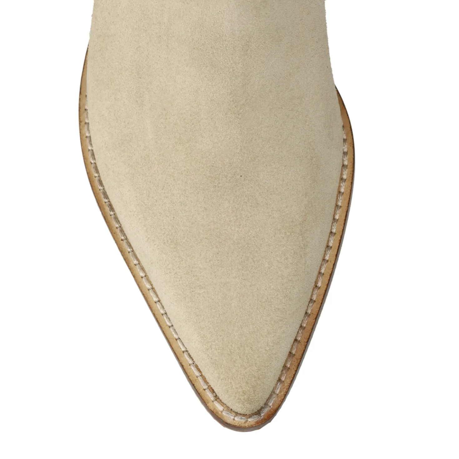 Beige suède cowboylaarzen met sierstiksels