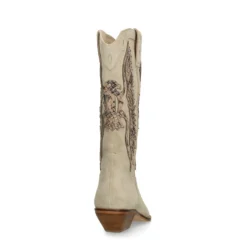 Beige suède cowboylaarzen met sierstiksels