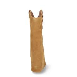 Beige suède cowboylaarzen met flap