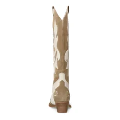 Beige suède cowboylaarzen met sierstiksels