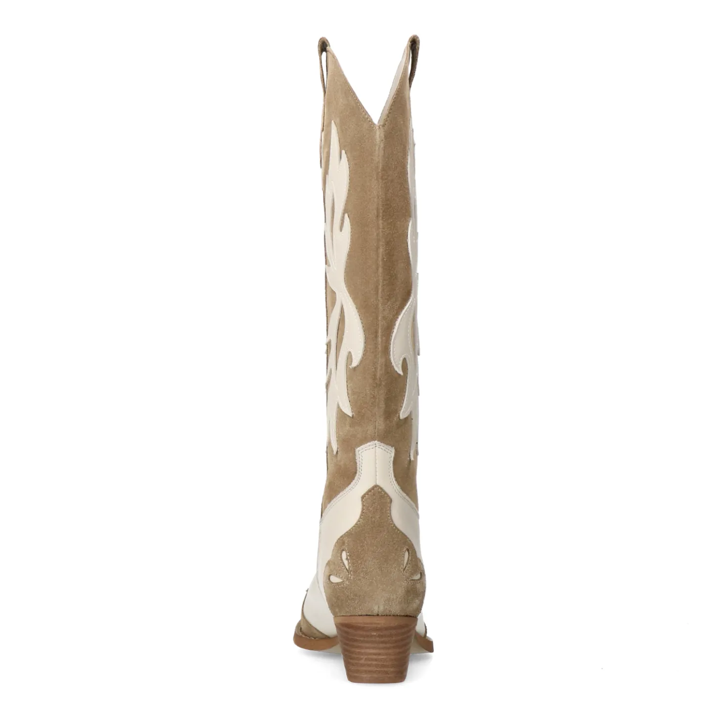Beige suède cowboylaarzen met sierstiksels