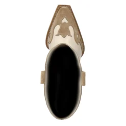 Beige suède cowboylaarzen met sierstiksels
