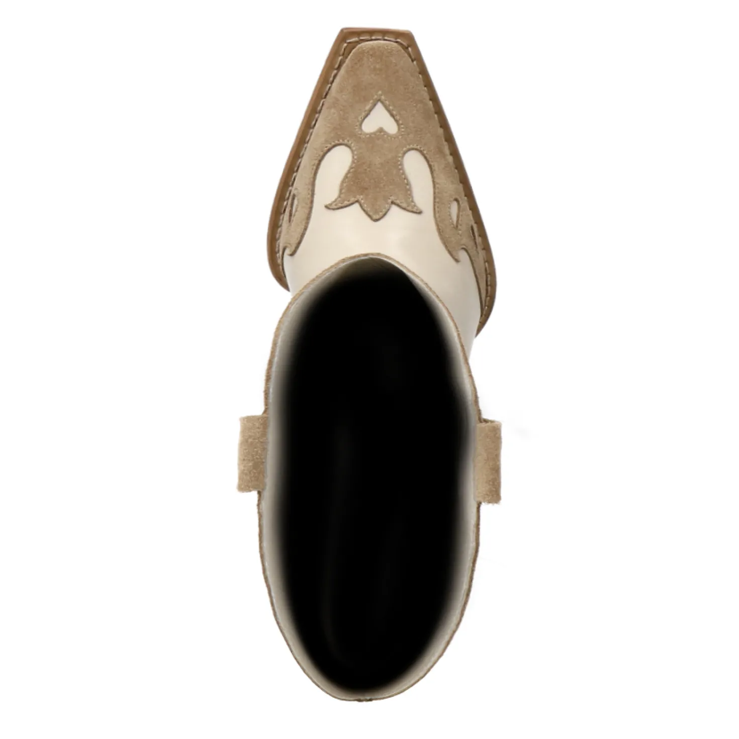 Beige suède cowboylaarzen met sierstiksels