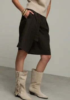 Beige suède cowboylaarzen met franjes