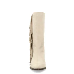 Beige suède cowboylaarzen met franjes