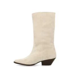 Beige suède cowboylaarzen met franjes