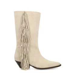 Beige suède cowboylaarzen met franjes