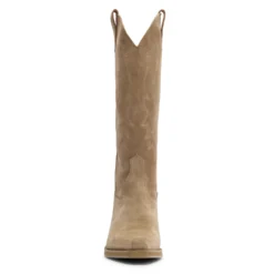 Beige suède cowboylaarzen met stiksels