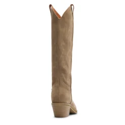 Beige suède cowboylaarzen met stiksels