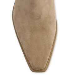 Beige suède cowboylaarzen met stiksels