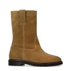 Beige suède enkellaarsjes