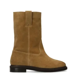 Beige suède enkellaarsjes