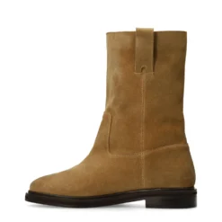Beige suède enkellaarsjes