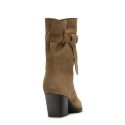 Beige suède enkellaarsjes