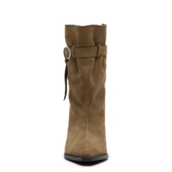 Beige suède enkellaarsjes