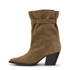 Beige suède enkellaarsjes