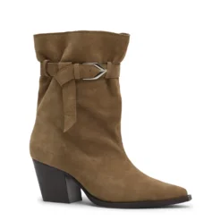 Beige suède enkellaarsjes