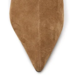 Beige suède enkellaarsjes met hak