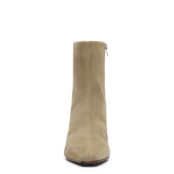 Beige suède enkellaarsjes met hak