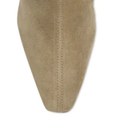Beige suède enkellaarsjes met hak