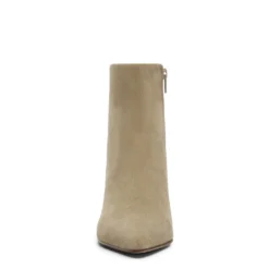 Beige suède enkellaarsjes met hak