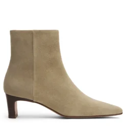 Beige suède enkellaarsjes met hak