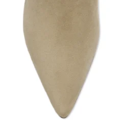 Beige suède enkellaarsjes met hak