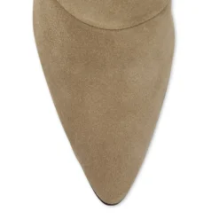 Beige suède enkellaarsjes met hak