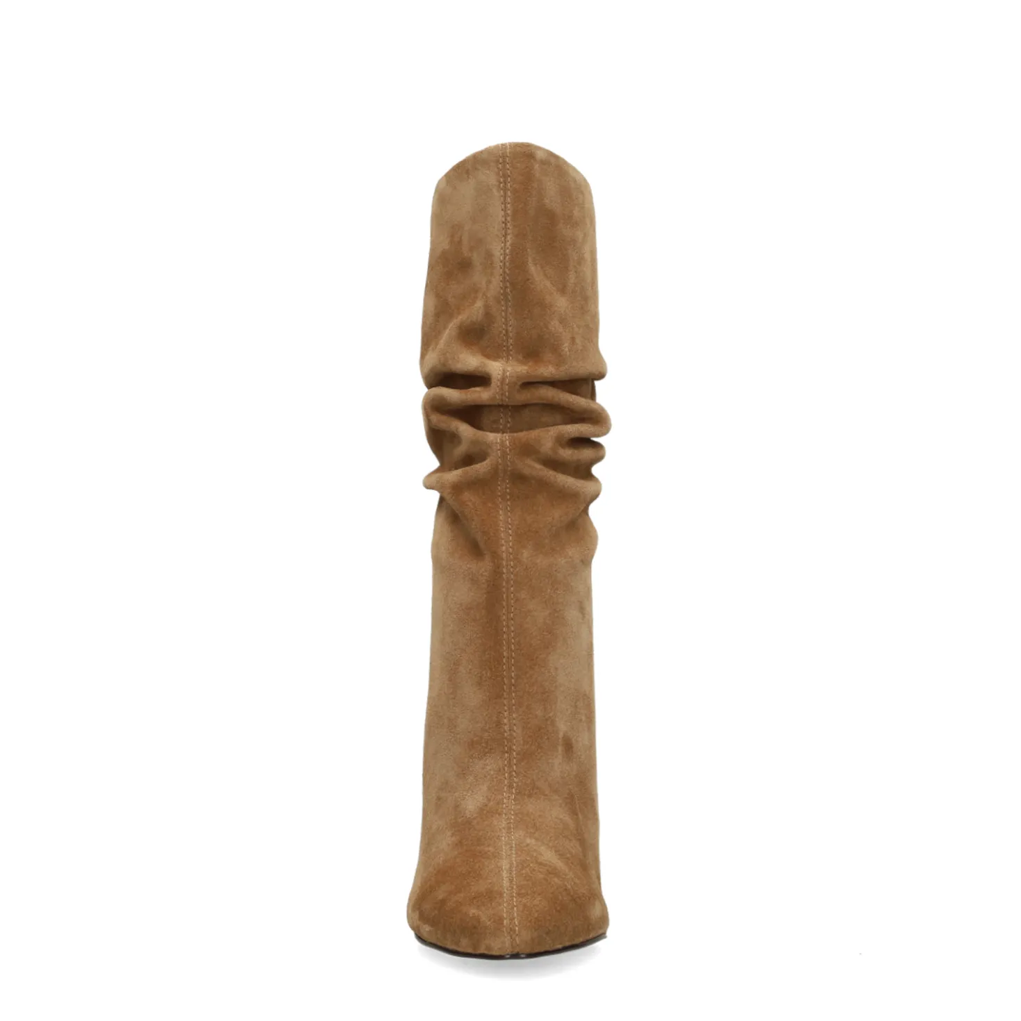 Beige suède enkellaarsjes met hak